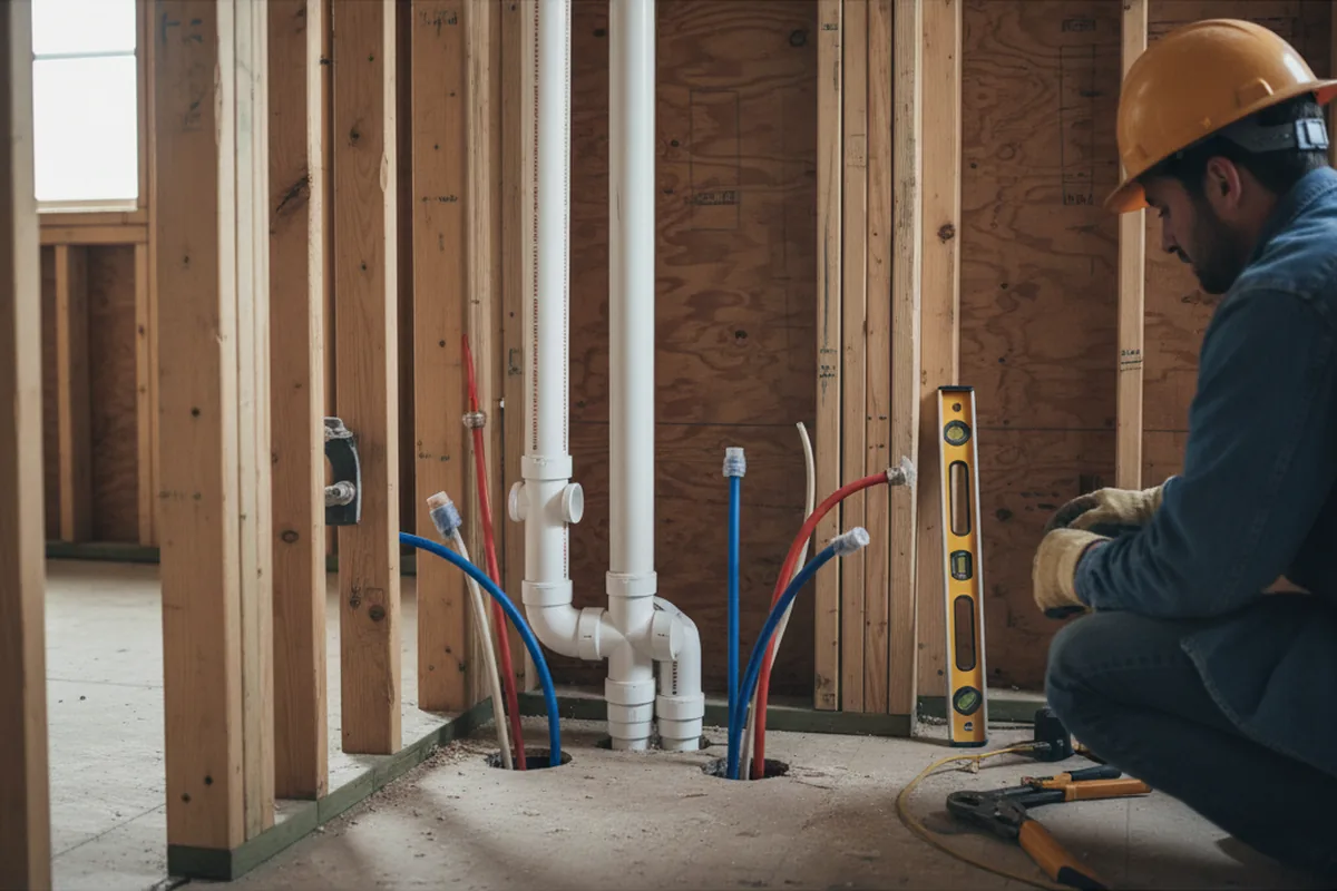 Drain and supply rough-in during Garbage Disposal Repair in Elkhart